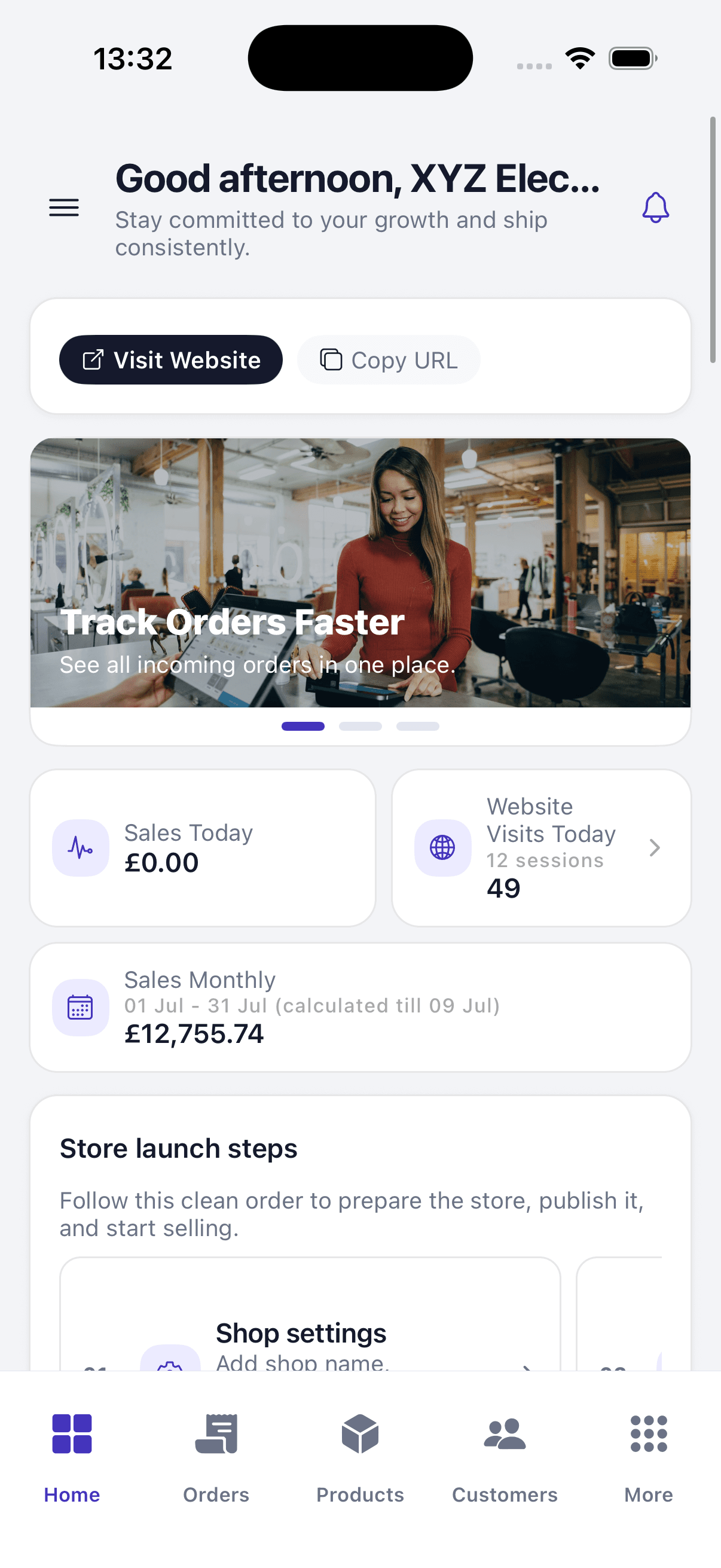 Ecomz Merchant dashboard